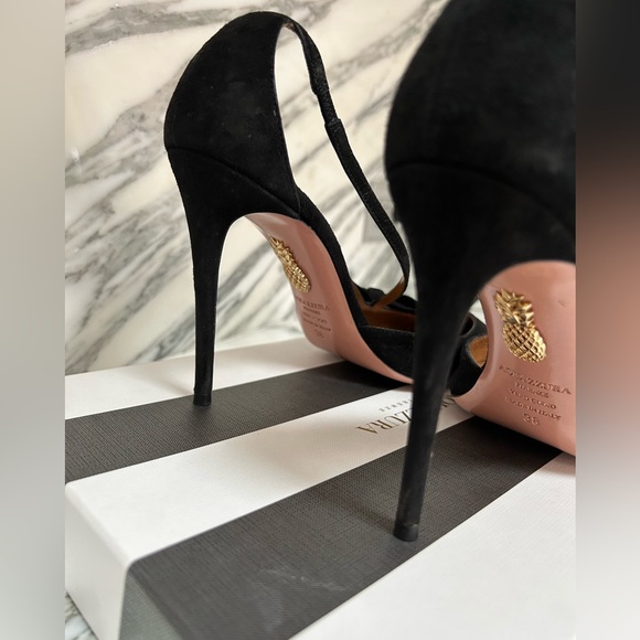 COPY - Aquazzura Parisienne 105 Pump Black Suede Size 38 - Picture 7 of 10